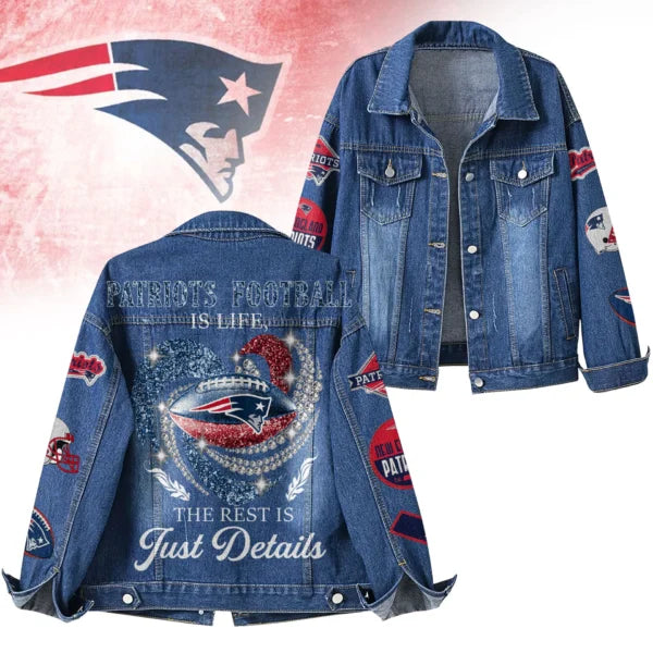 LIMITED EDITION - NEW CUSTOMIZED NFL27 NEP NEW ENGLAND PATRIOTS DENIM JACKET