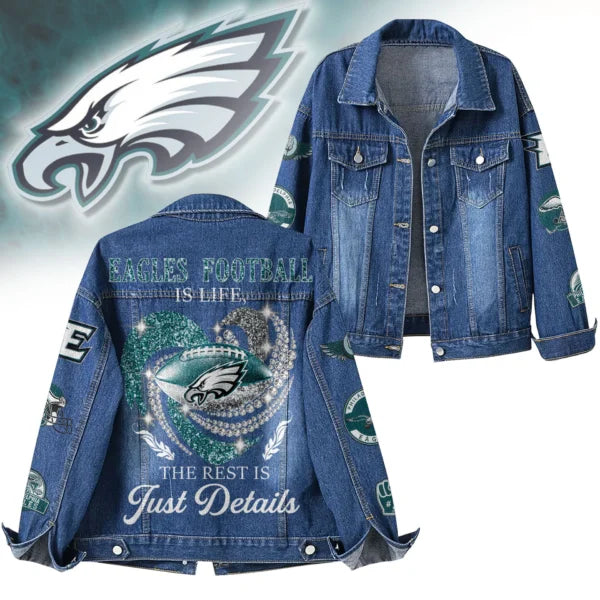 LIMITED EDITION - NEW CUSTOMIZED NFL02 PPE PHILADELPHIA EAGLES DENIM JACKET