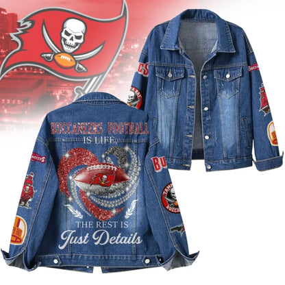 LIMITED EDITION - NEW CUSTOMIZED NFL10 TBB TAMPA BAY BUCCANEERS DENIM JACKET