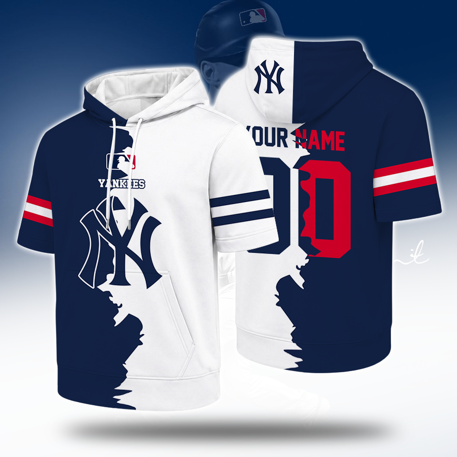 [FLASH SALE] NEW CUSTOMIZED MLB01 NYY NEW YORK YANKEES SHORT SLEEVE HOODIE