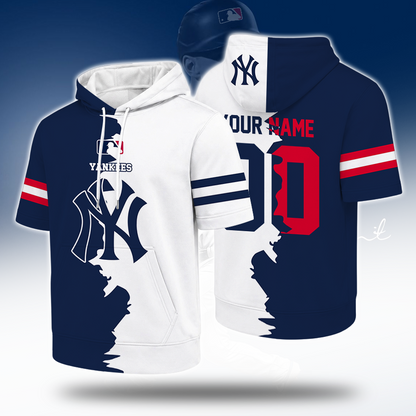 [FLASH SALE] NEW CUSTOMIZED MLB01 NYY NEW YORK YANKEES SHORT SLEEVE HOODIE