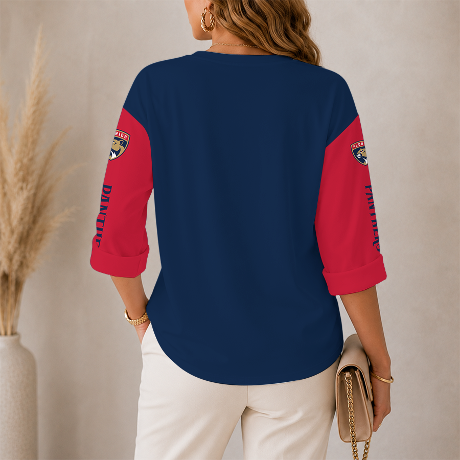 [SUPER SALE] NEW CUSTOMIZED NHL01 FPT FLORIDA PANTHERS WOMEN'S HEART V-NECK LONG SLEEVE SHIRT