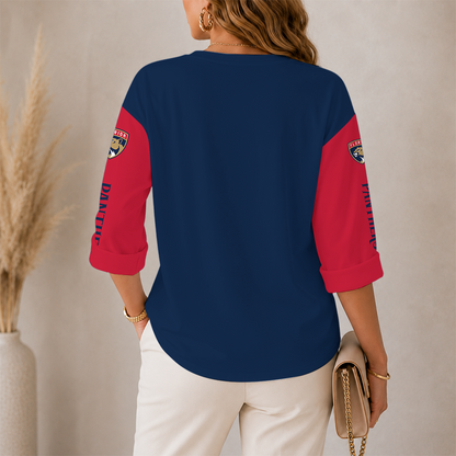 [SUPER SALE] NEW CUSTOMIZED NHL01 FPT FLORIDA PANTHERS WOMEN'S HEART V-NECK LONG SLEEVE SHIRT