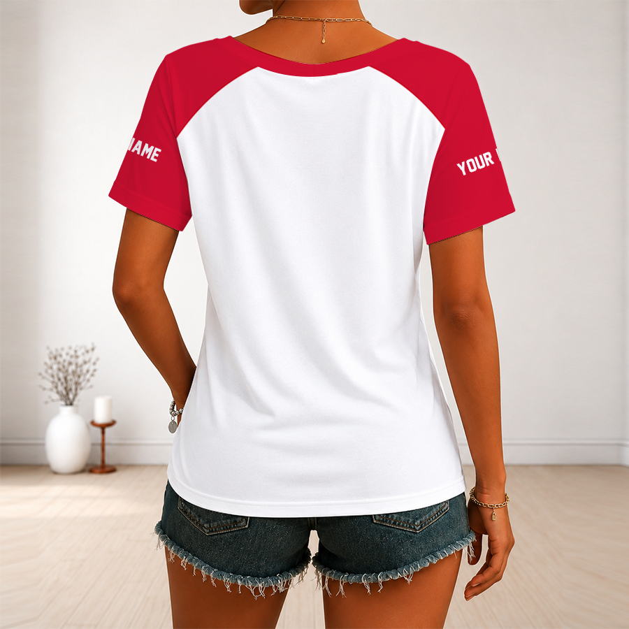 [SPECIAL OFFER] NEW CUSTOMIZED NFL01 KCC KANSAS CITY CHIEFS V-NECK FEMALE SHIRT