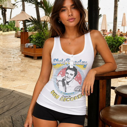 [FAN FAVORITE] NEW CUSTOMIZED ELVIS PRESLEY WOMEN'S V-NECK TANK TOP