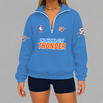 [HOT DEAL] NEW CUSTOMIZED NBA01 OCT OKLAHOMA CITY THUNDER V-NECK ZIPPER SWEATSHIRT JACKET