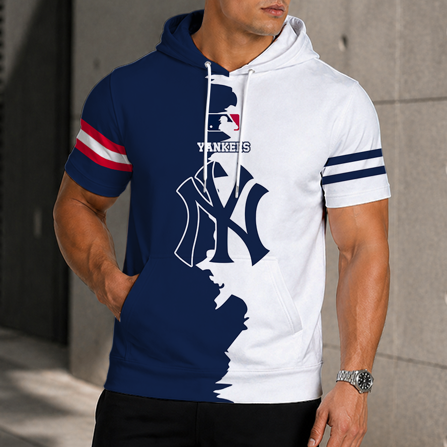 [FLASH SALE] NEW CUSTOMIZED MLB01 NYY NEW YORK YANKEES SHORT SLEEVE HOODIE