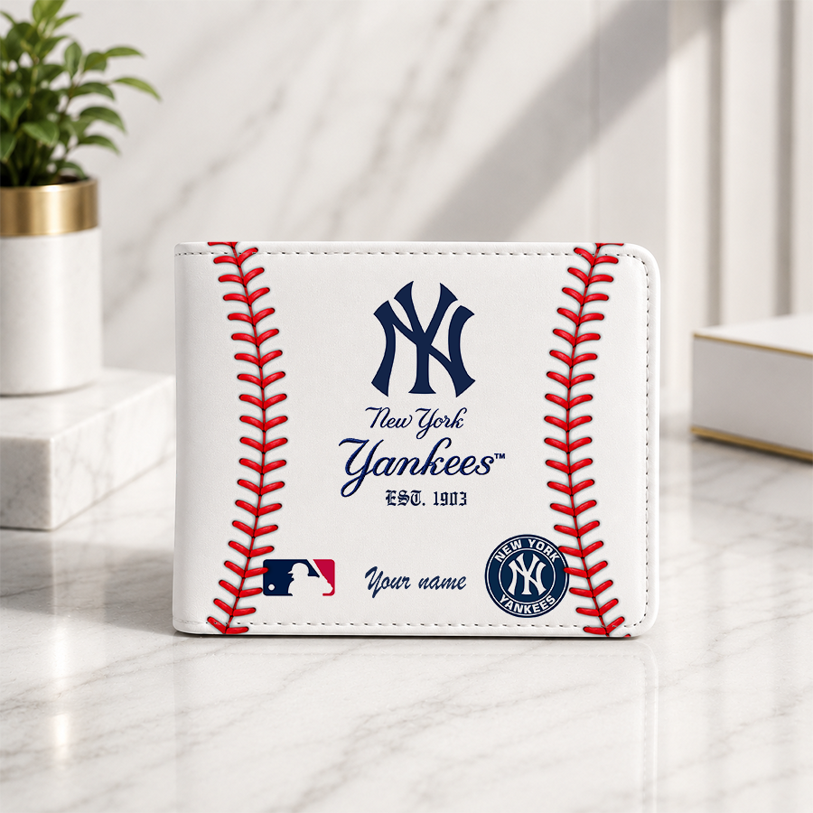 LIMITED EDITION - NEW CUSTOMIZED MLB01 NYY NEW YORK YANKEES LEATHER WALLET
