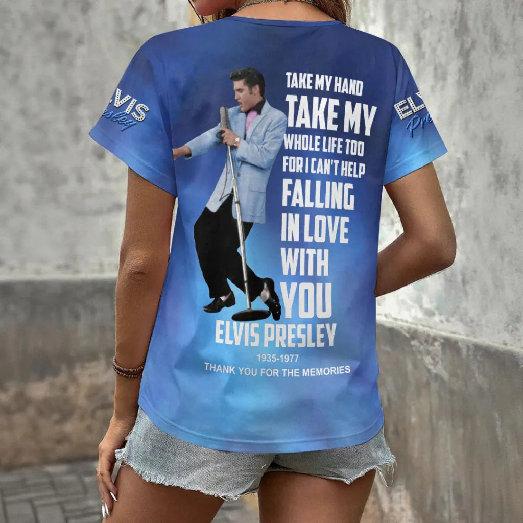 [FAN FAVORITE] NEW CUSTOMIZED ELVIS PRESLEY V-NECK FEMALE SHIRT