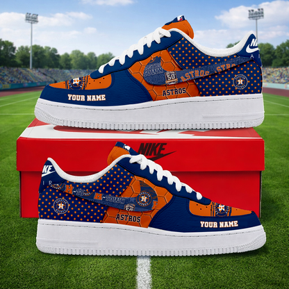 LIMITED EDITION - NEW CUSTOMIZED MLB10 HAS HOUSTON ASTROS AF1 SNEAKERS