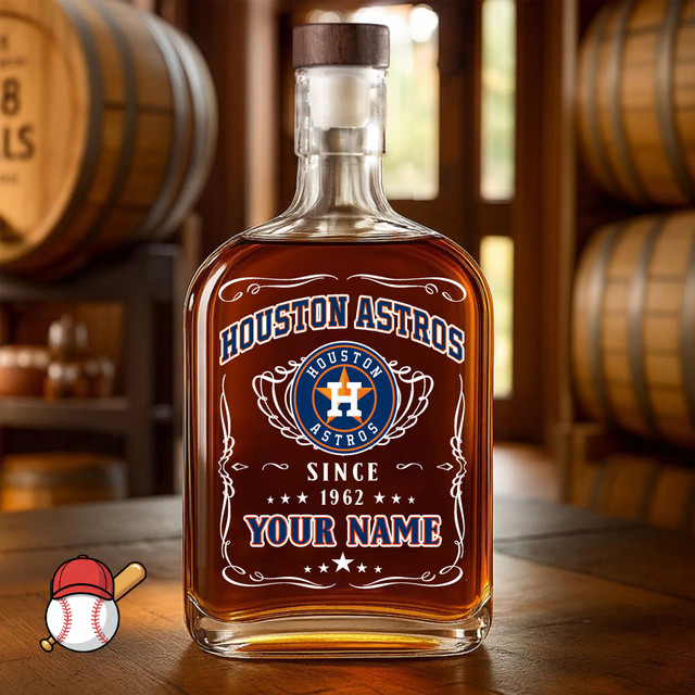 LIMITED EDITION - NEW CUSTOMIZED MLB10 HAS HOUSTON ASTROS LUXURY WHISKEY BOTTLE 450ML