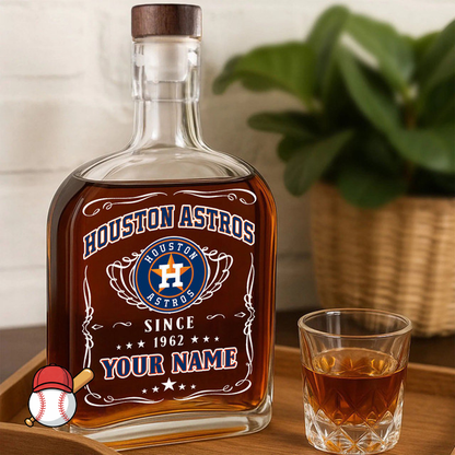 LIMITED EDITION - NEW CUSTOMIZED MLB10 HAS HOUSTON ASTROS LUXURY WHISKEY BOTTLE 450ML