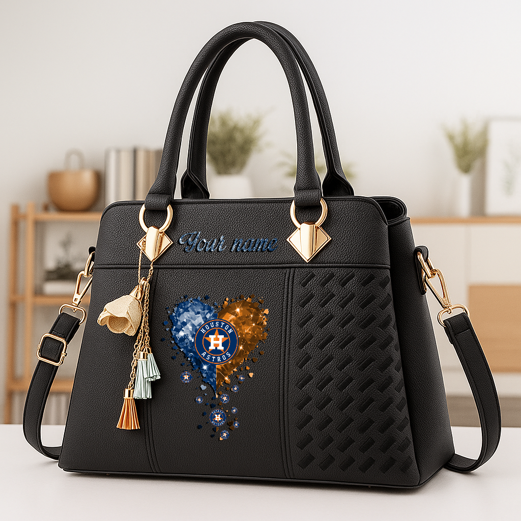 LIMITED EDITION - NEW CUSTOMIZED MLB10 HAS HOUSTON ASTROS ZIP HANDBAG MULTICOLOR