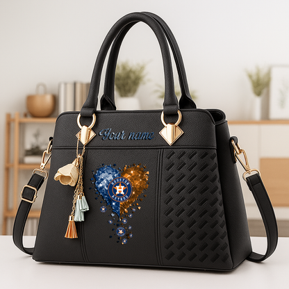 LIMITED EDITION - NEW CUSTOMIZED MLB10 HAS HOUSTON ASTROS ZIP HANDBAG MULTICOLOR