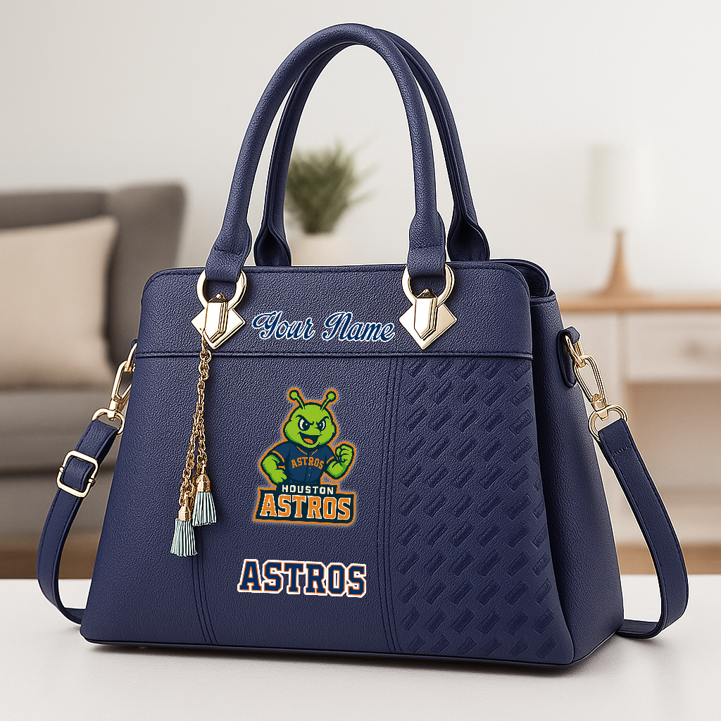 LIMITED EDITION - NEW CUSTOMIZED MLB10 HAS HOUSTON ASTROS ZIP HANDBAG MULTICOLOR