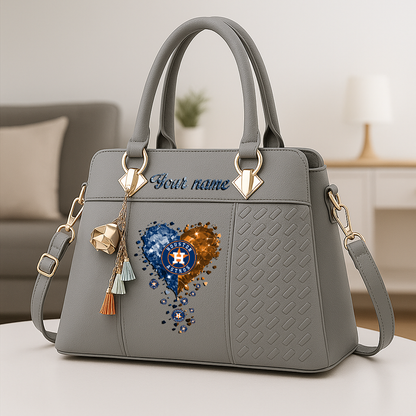 LIMITED EDITION - NEW CUSTOMIZED MLB10 HAS HOUSTON ASTROS ZIP HANDBAG MULTICOLOR