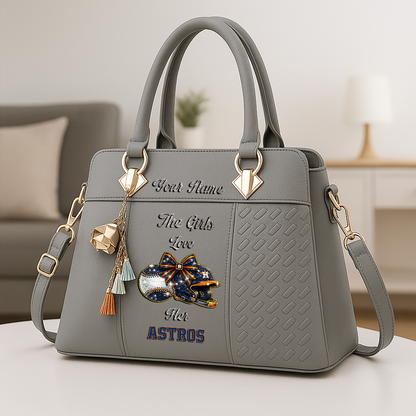 LIMITED EDITION - NEW CUSTOMIZED MLB10 HAS HOUSTON ASTROS ZIP HANDBAG MULTICOLOR