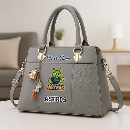 LIMITED EDITION - NEW CUSTOMIZED MLB10 HAS HOUSTON ASTROS ZIP HANDBAG MULTICOLOR
