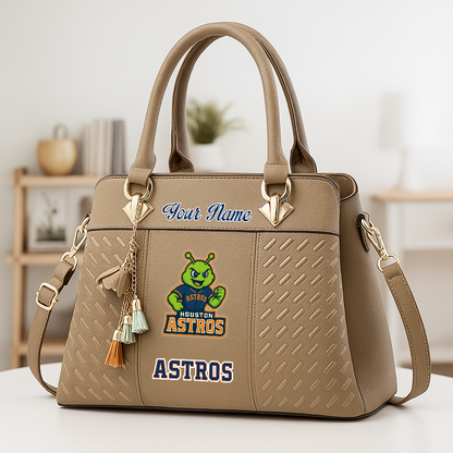 LIMITED EDITION - NEW CUSTOMIZED MLB10 HAS HOUSTON ASTROS ZIP HANDBAG MULTICOLOR
