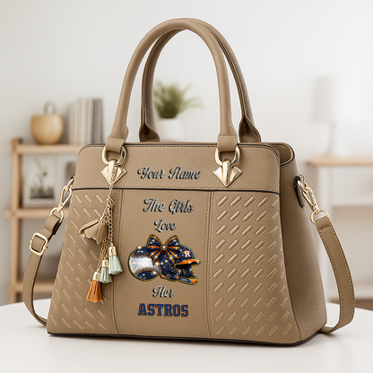 LIMITED EDITION - NEW CUSTOMIZED MLB10 HAS HOUSTON ASTROS ZIP HANDBAG MULTICOLOR