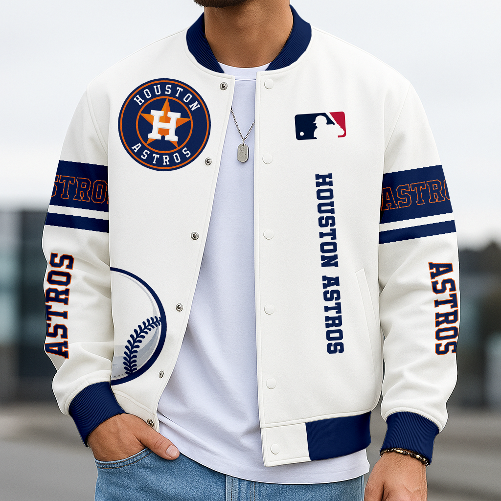 LIMITED EDITION - NEW CUSTOMIZED MLB10 HAS HOUSTON ASTROS BASEBALL JACKET, SATIN VARSITY JACKET