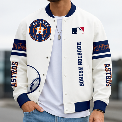 LIMITED EDITION - NEW CUSTOMIZED MLB10 HAS HOUSTON ASTROS BASEBALL JACKET, SATIN VARSITY JACKET