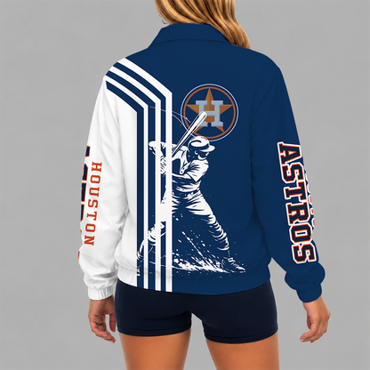 [FLASH SALE] NEW CUSTOMIZED MLB10 HAS HOUSTON ASTROS V-NECK ZIPPER SWEATSHIRT JACKET