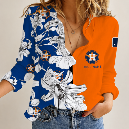 [FLASH SALE] NEW CUSTOMIZED MLB10 HAS HOUSTON ASTROS WOMEN CASUAL SHIRT