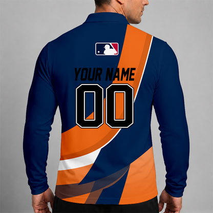 [FLASH SALE] NEW CUSTOMIZED MLB10 HAS HOUSTON ASTROS MEN'S LONG SLEEVE POLO