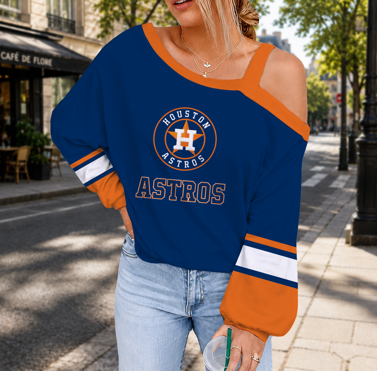 SPECIAL EDITION - NEW CUSTOMIZED MLB10 HAS HOUSTON ASTROS DROP SHOULDER SWEATSHIRT