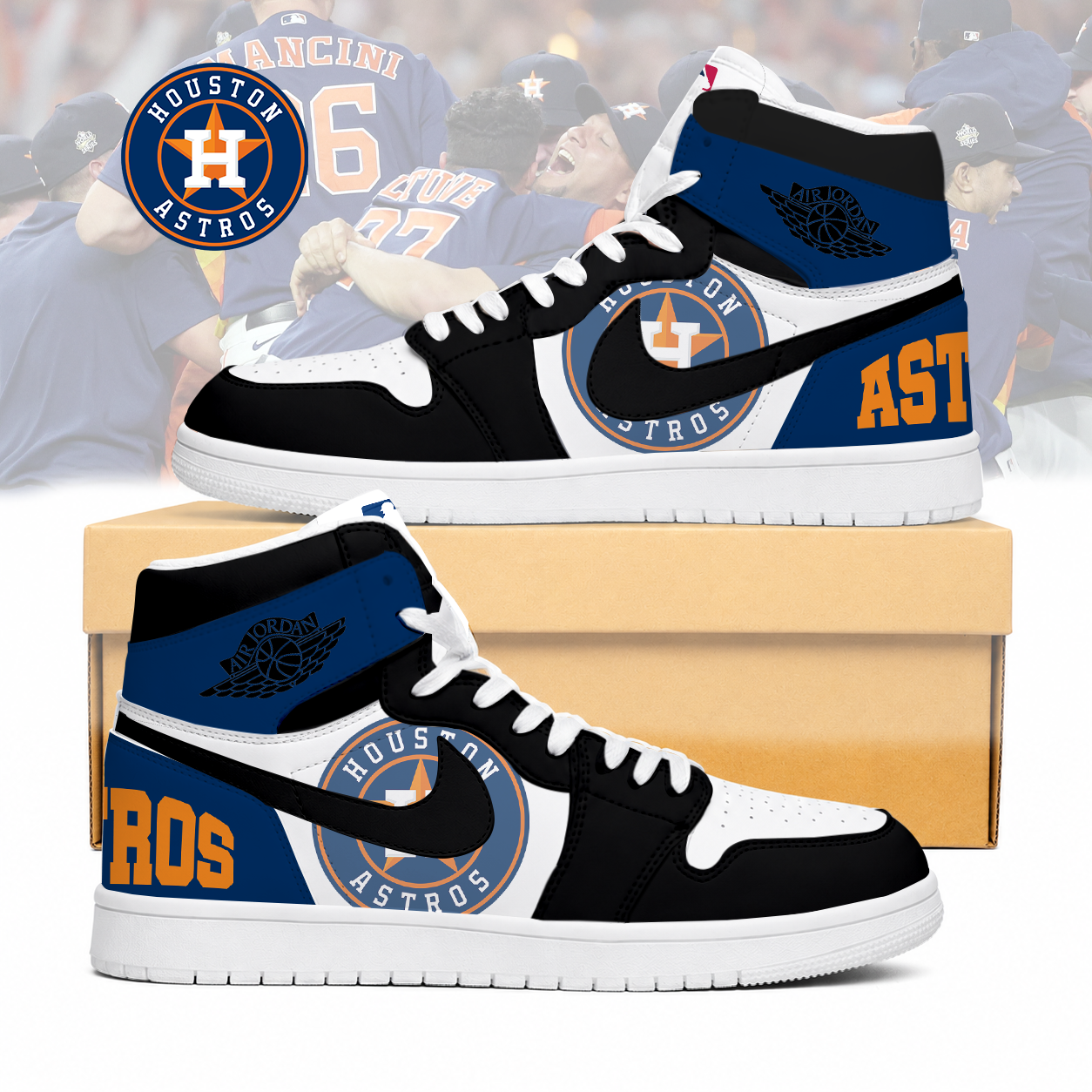 LIMITED EDITION - NEW CUSTOMIZED MLB10 HAS HOUSTON ASTROS AIR JORDAN SNEAKERS