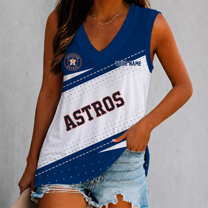 LIMITED EDITION - NEW CUSTOMIZED MLB10 HAS HOUSTON ASTROS WOMEN'S V-NECK TANK TOP