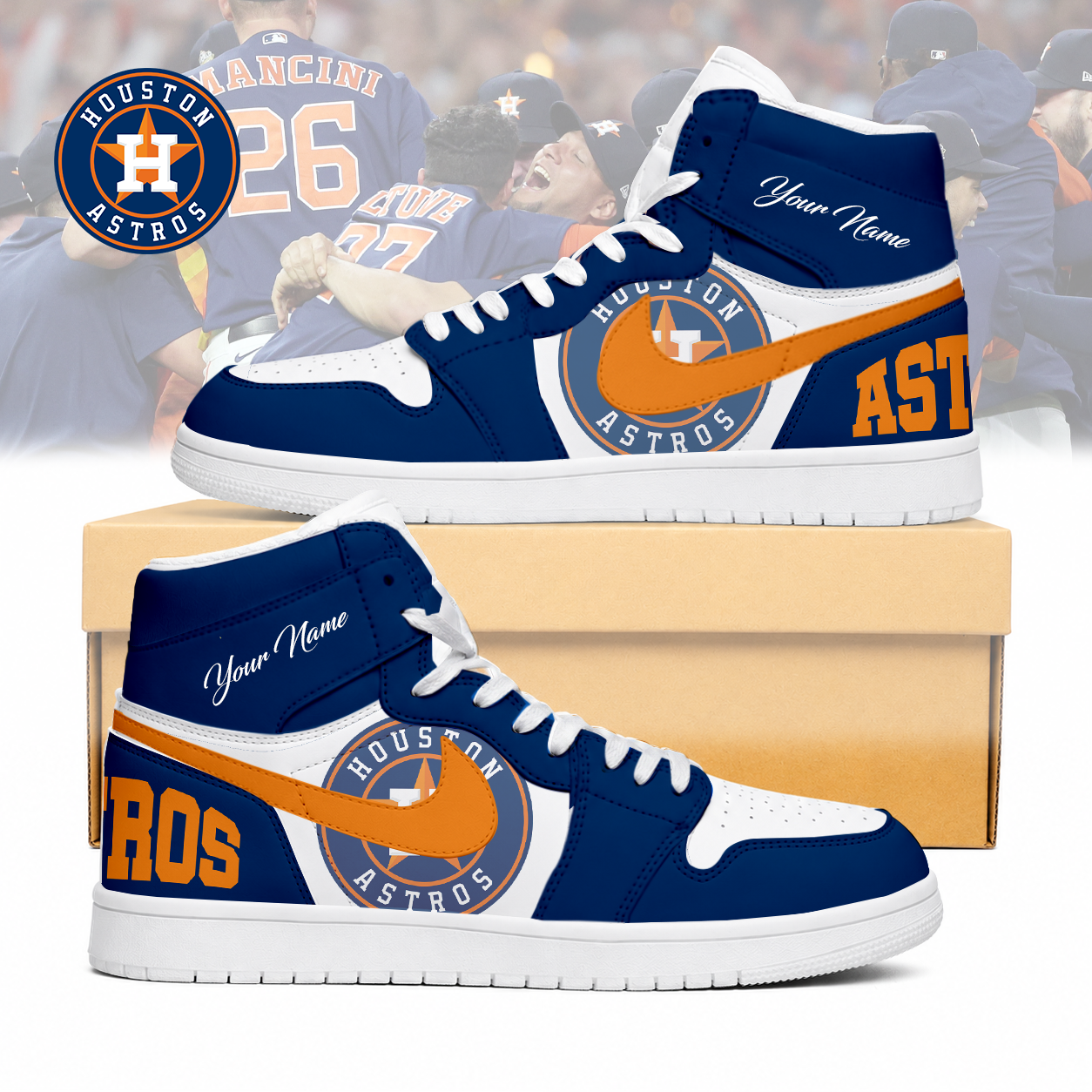 LIMITED EDITION - NEW CUSTOMIZED MLB10 HAS HOUSTON ASTROS AIR JORDAN SNEAKERS