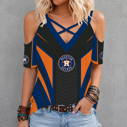 [FLASH SALE] NEW CUSTOMIZED MLB10 HAS HOUSTON ASTROS CROSS V-NECK TOP