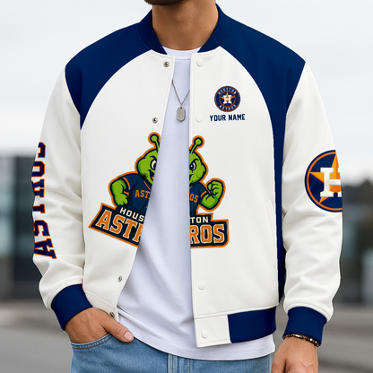 LIMITED EDITION - NEW CUSTOMIZED MLB10 HAS HOUSTON ASTROS BASEBALL JACKET, SATIN VARSITY JACKET