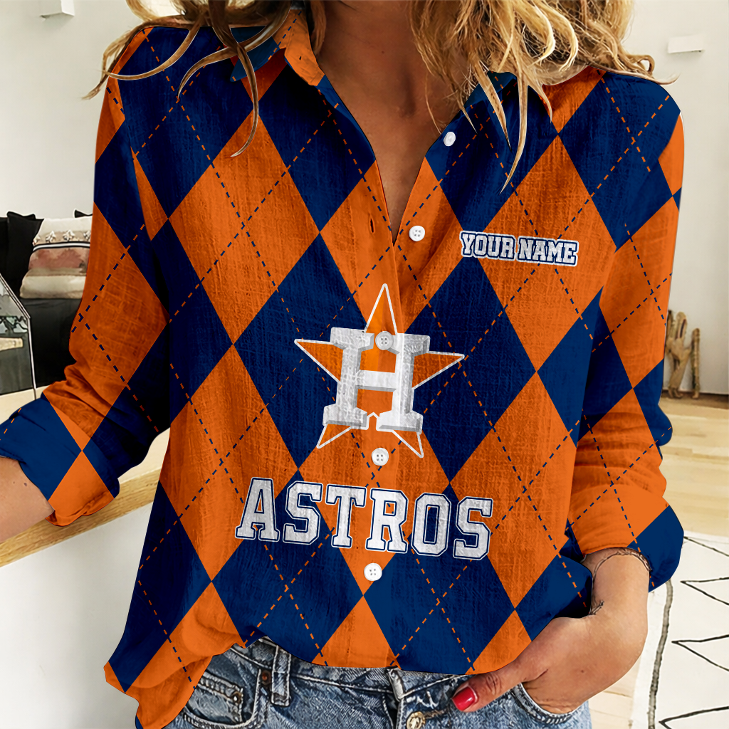 LIMITED EDITION - NEW CUSTOMIZED MLB10 HAS HOUSTON ASTROS WOMEN CASUAL SHIRT FOR FAN