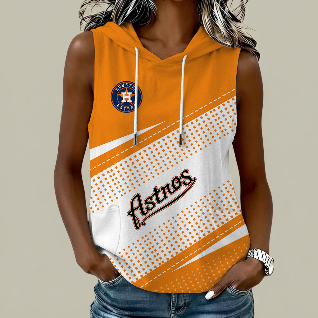 [FLASH SALE] NEW CUSTOMIZED MLB10 HAS HOUSTON ASTROS WOMEN'S SLEEVELESS HOODED POCKET TANK TOP