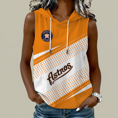 [FLASH SALE] NEW CUSTOMIZED MLB10 HAS HOUSTON ASTROS WOMEN'S SLEEVELESS HOODED POCKET TANK TOP