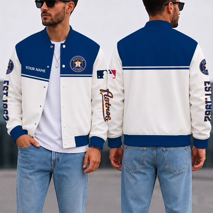 SPECIAL EDITION - NEW CUSTOMIZED MLB10 HAS HOUSTON ASTROS SATIN VARSITY & BASEBALL JACKET