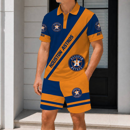 LIMITED EDITION - NEW CUSTOMIZED MLB10 HAS HOUSTON ASTROS POLO & SHORT PANTS SET