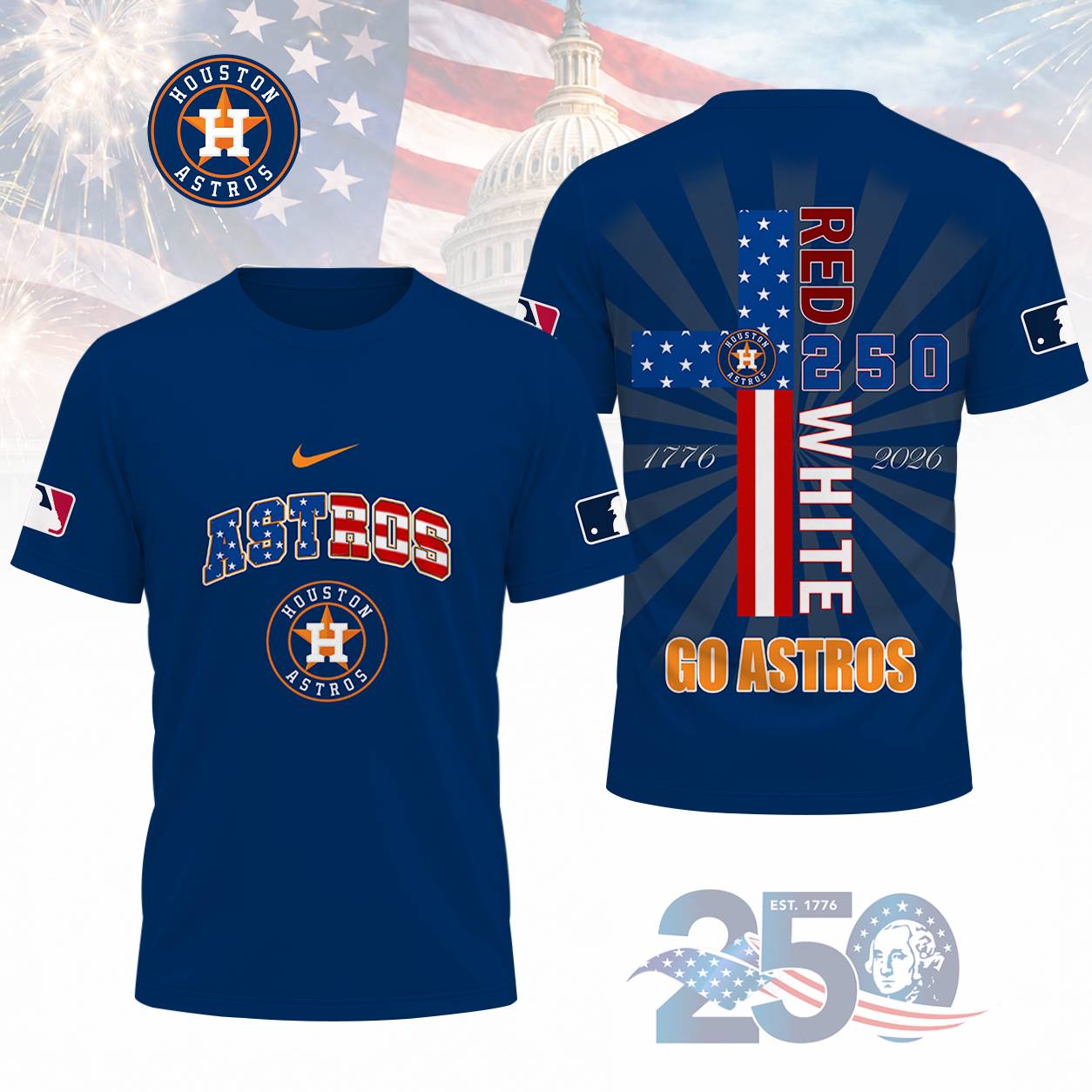 LIMITED EDITION - NEW CUSTOMIZED MLB10 HAS HOUSTON ASTROS T-SHIRT, POLO SHIRT, ZIP POLO SHIRT, SWEATSHIRT, HOODIE & ZIP HOODIE