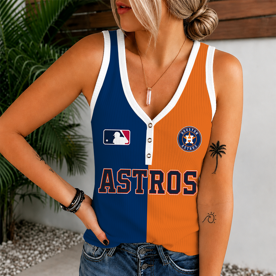 [FLASH SALE] NEW CUSTOMIZED MLB10 HAS HOUSTON ASTROS WOMEN'S V-NECK TANK TOP