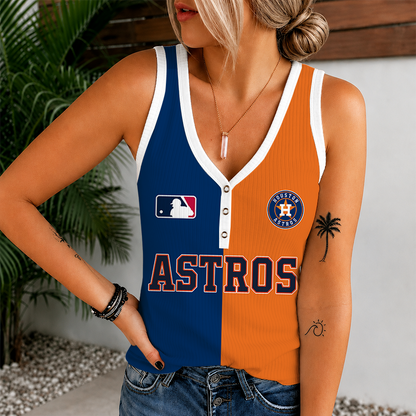 [FLASH SALE] NEW CUSTOMIZED MLB10 HAS HOUSTON ASTROS WOMEN'S V-NECK TANK TOP