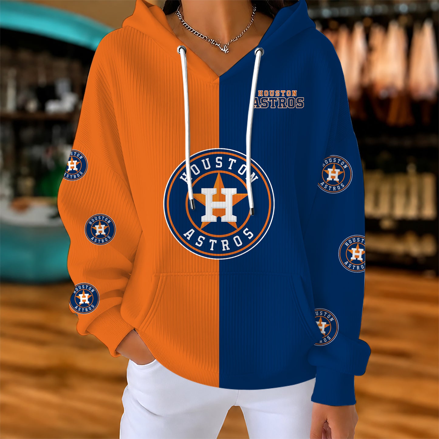 [FLASH SALE] NEW CUSTOMIZED MLB10 HAS HOUSTON ASTROS RIBBED HOODIE & SWEATSHIRT
