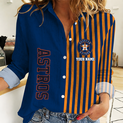 LIMITED EDITION - NEW CUSTOMIZED MLB10 HAS HOUSTON ASTROS WOMEN CASUAL SHIRT