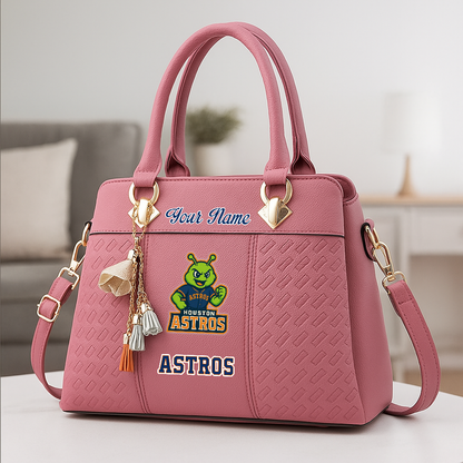 LIMITED EDITION - NEW CUSTOMIZED MLB10 HAS HOUSTON ASTROS ZIP HANDBAG MULTICOLOR