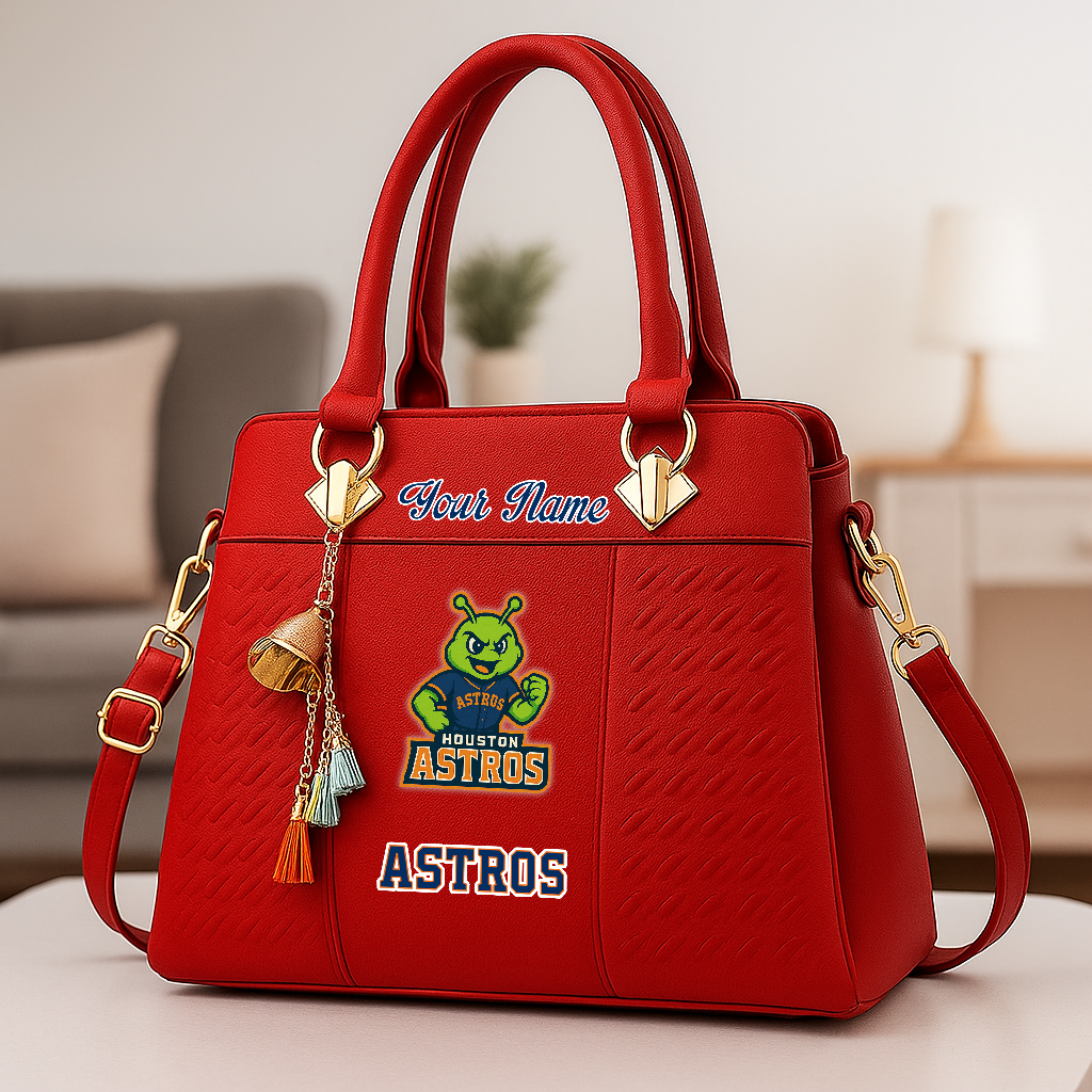 LIMITED EDITION - NEW CUSTOMIZED MLB10 HAS HOUSTON ASTROS ZIP HANDBAG MULTICOLOR