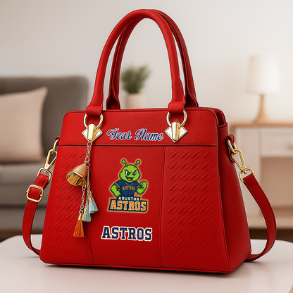 LIMITED EDITION - NEW CUSTOMIZED MLB10 HAS HOUSTON ASTROS ZIP HANDBAG MULTICOLOR