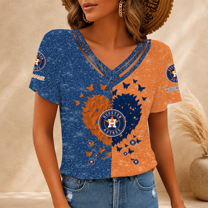 LIMITED EDITION - NEW CUSTOMIZED MLB10 HAS HOUSTON ASTROS V-NECK SHIRT