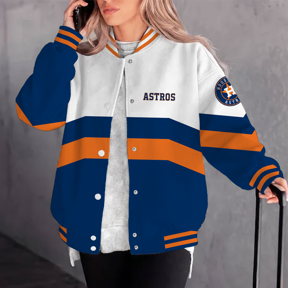 [FLASH SALE] NEW CUSTOMIZED MLB10 HAS HOUSTON ASTROS SATIN VARSITY & BASEBALL JACKET
